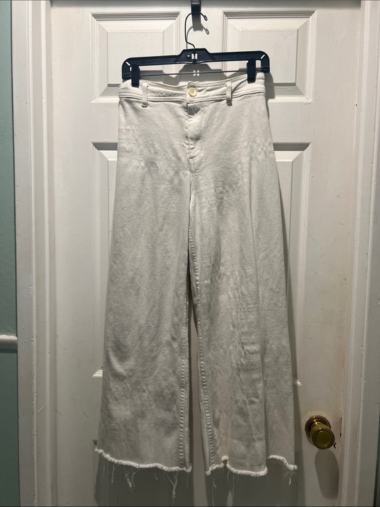 Miou Muse Pants - Miou Muse Wide Leg White Raw Hem Pants